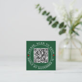 QR-code RSVP-grens, hartstikke groene bruiloft Informatiekaartje (Staand voorkant)