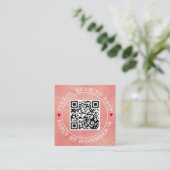 QR-code RSVP grens koraal roze gekleurde bruiloft Informatiekaartje (Staand voorkant)
