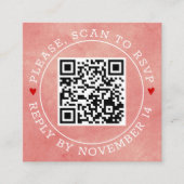 QR-code RSVP grens koraal roze gekleurde bruiloft Informatiekaartje (Voorkant)