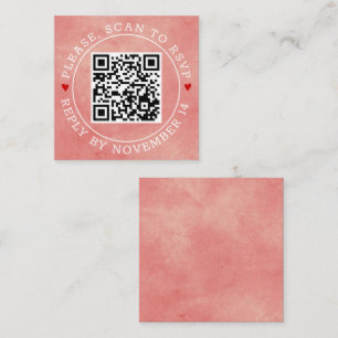 QR-code RSVP grens koraal roze gekleurde bruiloft Informatiekaartje