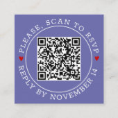 QR-code RSVP-grensharten periwinkle blue bruiloft Informatiekaartje (Voorkant)