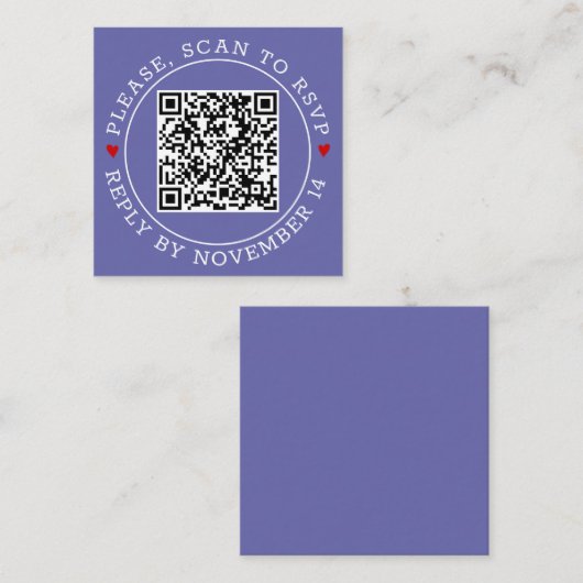 QR-code RSVP-grensharten periwinkle blue bruiloft Informatiekaartje (Voorkant / Achterkant)