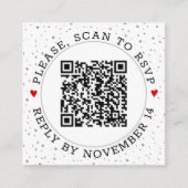 QR-code RSVP grijze grens en zilverconfetti Informatiekaartje (Voorkant)