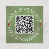 QR-code RSVP groen gekleurd, harten bruiloft Enclo Informatiekaartje (Voorkant)