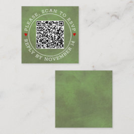 QR-code RSVP groen gekleurd, harten bruiloft Enclo Informatiekaartje