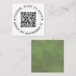 QR-code RSVP groene grens en bruiloft met hart Informatiekaartje