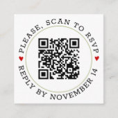 QR-code RSVP groene grens en bruiloft met hart Informatiekaartje (Voorkant)
