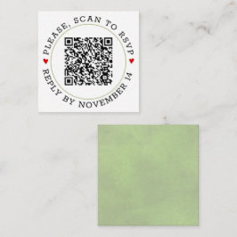 QR-code RSVP groene grens en bruiloft met hart Informatiekaartje
