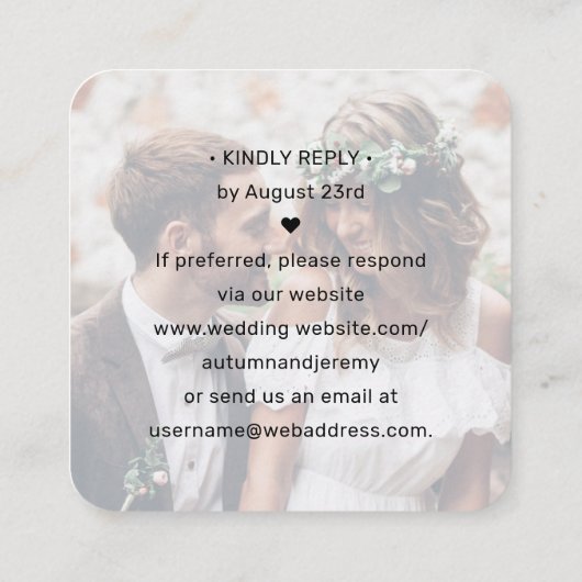 QR Code RSVP Huwelijkswebsite Moderne Minimale Fot Informatiekaartje (Achterkant)