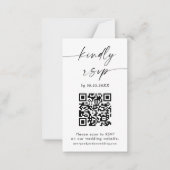 QR-code RSVP-kaart | Moderne minimalistische bruil Notitiekaartje (Voorkant)