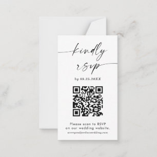 QR-code RSVP-kaart   Moderne minimalistische bruil Notitiekaartje