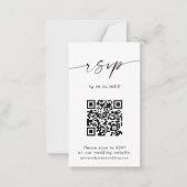 QR-code RSVP-kaart | Moderne minimalistische bruil Notitiekaartje (Voorkant)