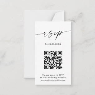 QR-code RSVP-kaart   Moderne minimalistische bruil Notitiekaartje