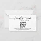 QR-code RSVP-kaart | Moderne minimalistische bruil Notitiekaartje (Voorkant)
