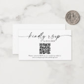 QR-code RSVP-kaart | Moderne minimalistische bruil Notitiekaartje (Voorkant / Achterkant in situ)