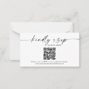 QR-code RSVP-kaart   Moderne minimalistische bruil Notitiekaartje