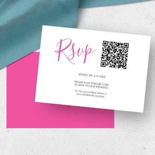 QR-code RSVP-kaarten Levendig Roze RSVP Kaartje