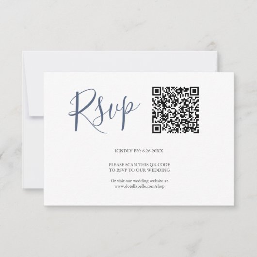 QR-code RSVP-kaarten Navy Blue RSVP Kaartje (Voorkant)