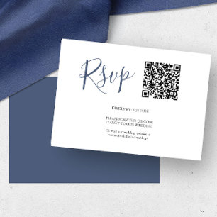 QR-code RSVP-kaarten Navy Blue RSVP Kaartje