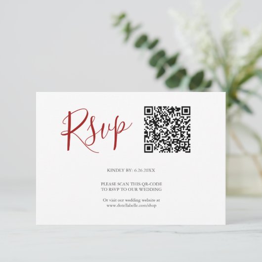 QR-code RSVP-kaarten Rood RSVP Kaartje (Staand voorkant)