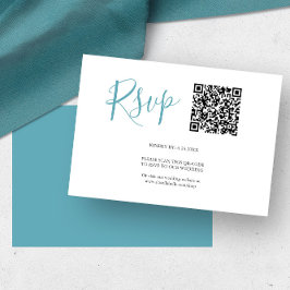 QR-code RSVP-kaarten Turquoise Blauw RSVP Kaartje
