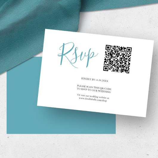 QR-code RSVP-kaarten Turquoise Blauw RSVP Kaartje