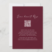 QR Code RSVP Kalligrafie Bourgondische bruiloft Kaart (Achterkant)