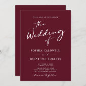 QR Code RSVP Kalligrafie Bourgondische bruiloft Kaart (Voorkant / Achterkant)