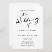 QR-code RSVP-kalligrafie zwart en wit huwelijk Kaart (Voorkant / Achterkant)