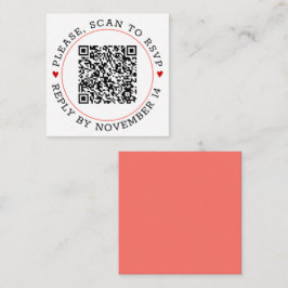 QR-code RSVP koraalgrens met hartenbruiloft Informatiekaartje