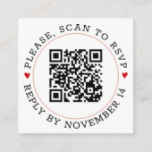 QR-code RSVP lichtroze rand en bruiloft met hart Informatiekaartje (Voorkant)