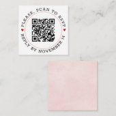 QR-code RSVP lichtroze rand en bruiloft met hart Informatiekaartje (Voorkant / Achterkant)