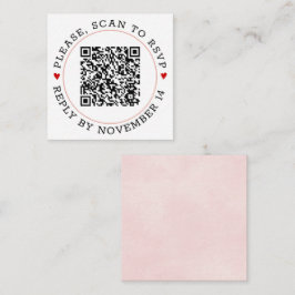 QR-code RSVP lichtroze rand en bruiloft met hart Informatiekaartje