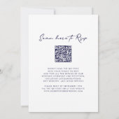 QR Code RSVP Marine Blauw Monogram Krans Bruiloft Kaart (Achterkant)