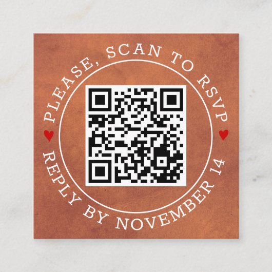 QR-code RSVP, met de grens bevlekte terracotta bru Informatiekaartje (Voorkant)