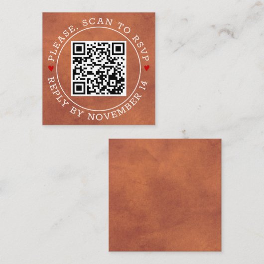 QR-code RSVP, met de grens bevlekte terracotta bru Informatiekaartje (Voorkant / Achterkant)