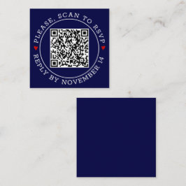 QR-code RSVP met grenshartige marineblauwe bruilof Informatiekaartje