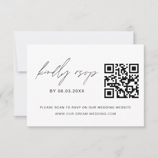 QR-code RSVP-minimalistische bruiloft Website lega RSVP Kaartje (Voorkant)