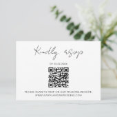 QR Code RSVP Minimalistische Huwelijksreactie Informatiekaartje (Staand voorkant)