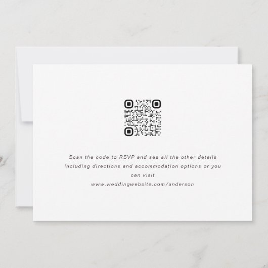 QR-code RSVP | Moderne drie fotobruiloft Kaart (Achterkant)