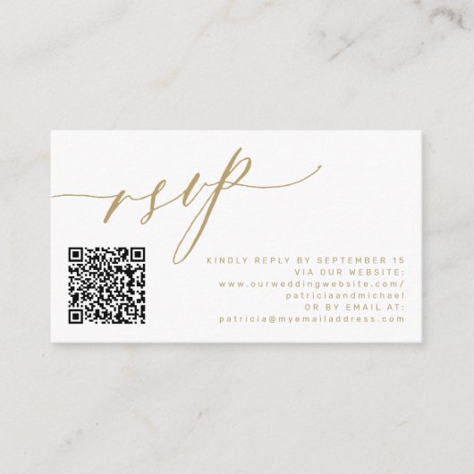 QR-code RSVP moderne goudwebsite met foto's Informatiekaartje (Voorkant)