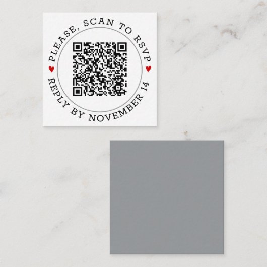 QR-code RSVP moderne grijze rand bruiloft Informatiekaartje (Voorkant / Achterkant)