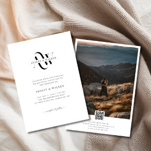 QR Code RSVP Monogram Rustieke Zonsondergang Foto Kaart