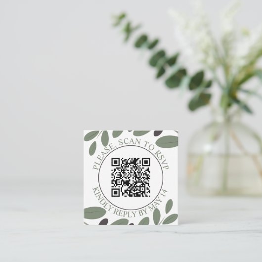 QR-code RSVP, Olijftak Mediterrane bruiloft Informatiekaartje (Staand voorkant)