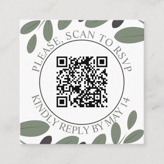 QR-code RSVP, Olijftak Mediterrane bruiloft Informatiekaartje (Voorkant)