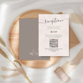 QR Code RSVP Online Blush Bloemen Receptie Eenvoud Informatiekaartje