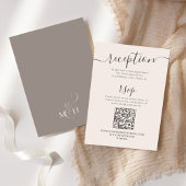 QR Code RSVP Online Blush Receptie Eenvoudige Taup Informatiekaartje