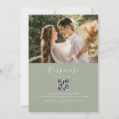 QR Code RSVP Sage Green Wedding Kaart (Achterkant)