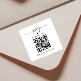 QR Code RSVP Sticker | Vierkante Retourlabel 