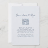 QR-code RSVP Stusty Blue Monogram Wreatw Weddensch Kaart (Achterkant)